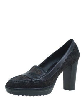 Tod's suede high heel Penny loafer pumps black women's size 37